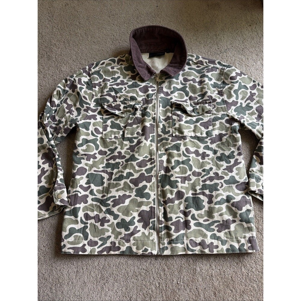 Vintage No Boundaries Jacket Men’s L Duck Camo Corduroy Barn Chore Full Zip Y2K